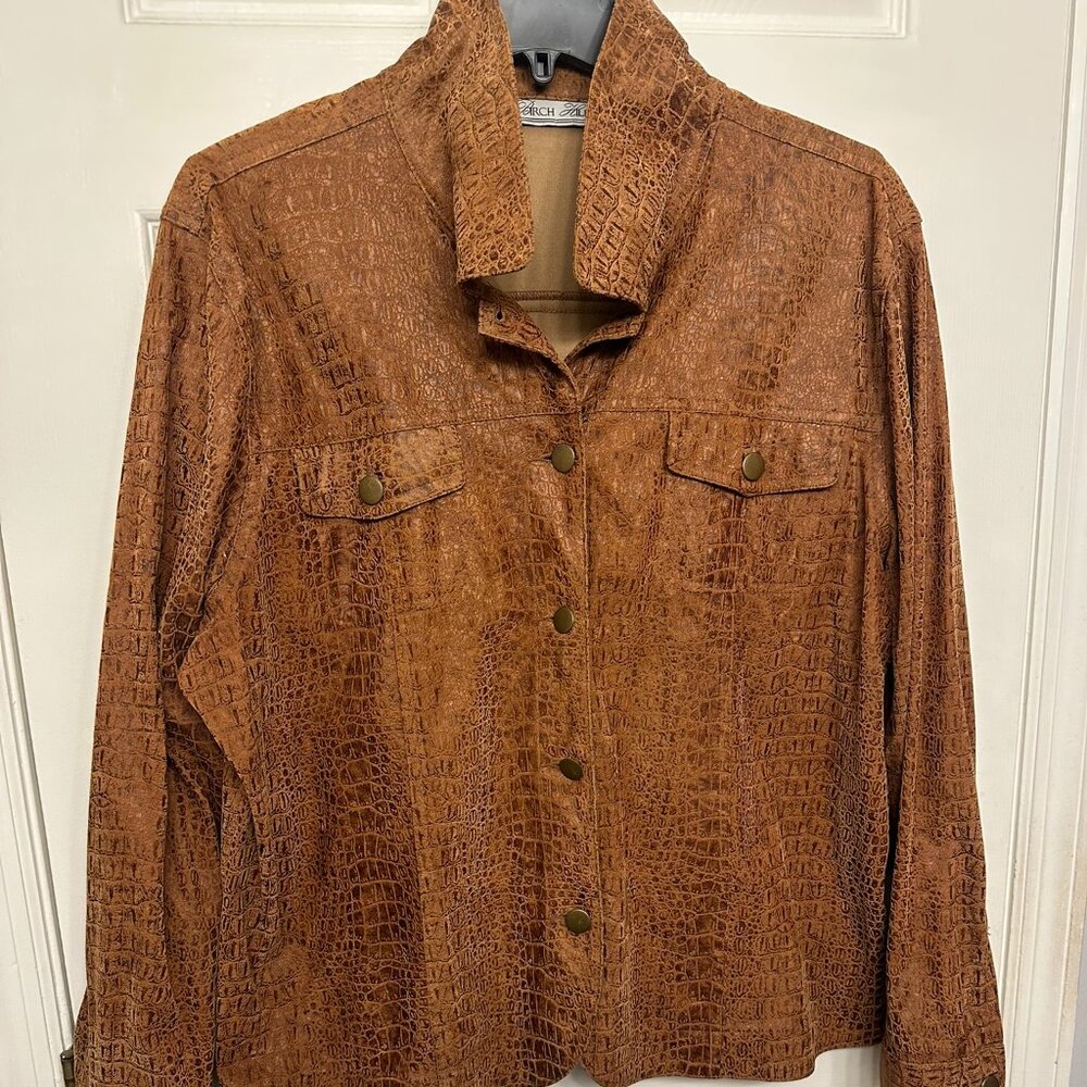Burch Hill Women's Brown Faux Leather Jacket Size 1X